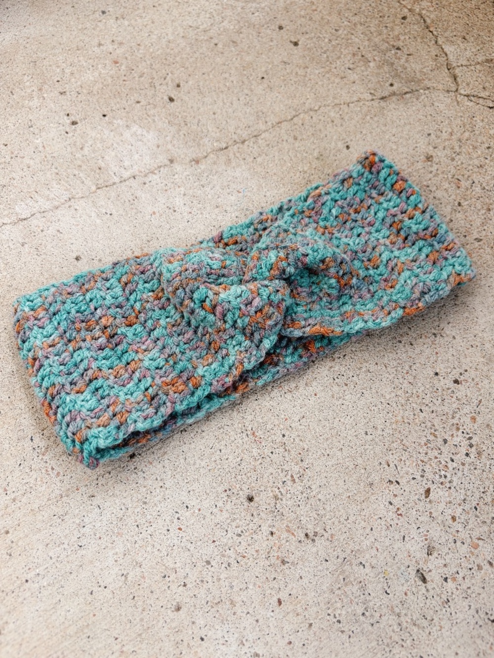 Handmade Crocheted Twist Headband/Earwarmer in Teal, Pink, and Purple